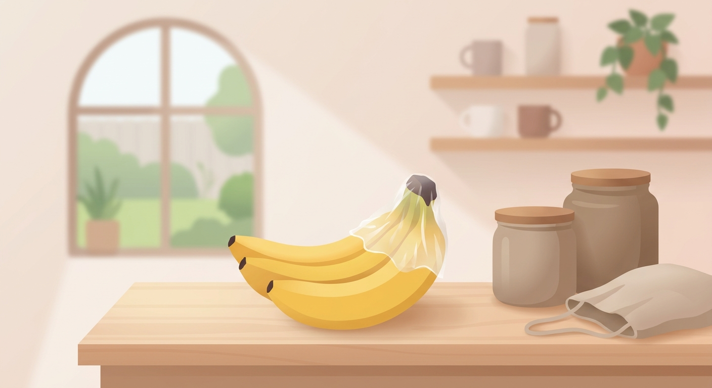 Keep Bananas Fresh Longer with the Stem Wrap Trick